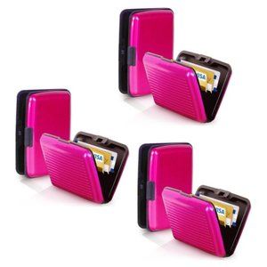 3-PACK RFID Security Wallet PINK Credit Card Case
